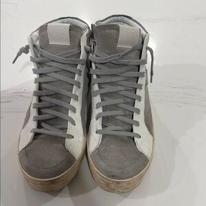 P448 Men’s Gray and White High-Top Sneakers
